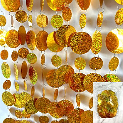 Гирлянды с блеском круги на кольцах 3+5см, 1 м х 10 шт, золото