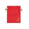 Мешочек из искусственного льна с орнаментом 14х19 см, красный