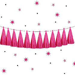 Гирлянда тассел 12 кисточек по 10 листов, малиновый