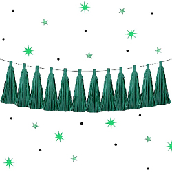 Гирлянда тассел 12 кисточек по 10 листов, зеленый