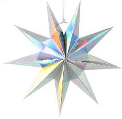 Звезда 30 см девятиконечная, Серебро перелив