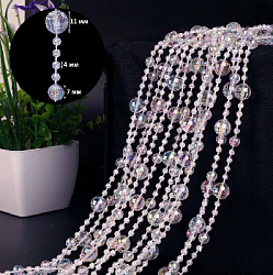 Прозрачные бусины 1кг х 55м №4, граненые перелив "Шар"